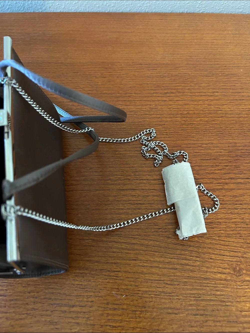 Liz Clairborne Vintage Satin Evening Crossbody Bag in‎ Taupe Exchangeable Strap